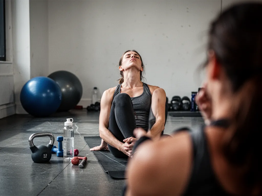 Une personne assise au calme, mains posées sur le ventre, en train de pratiquer une respiration lente